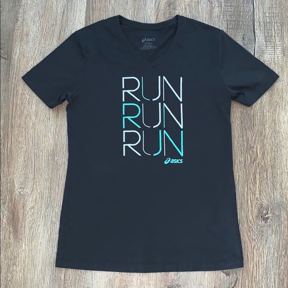 ASICS Run Graphic V-Neck Short Sleeve Tee S - Picture 1 of 5
